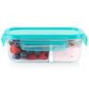 Pyrex Pyrex® MealBox™ 2.3-cup Divided Glass Food Storage Container with Turquoise Lid
