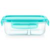 Pyrex Pyrex® MealBox™ 2.3-cup Divided Glass Food Storage Container with Turquoise Lid