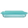 Pyrex Pyrex® Sculpted Tinted Glass 3QT Oblong Baking Dish with Lid, Aqua