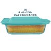 Pyrex Pyrex® Sculpted Tinted Glass 8" Square Baking Dish with Lid, Aqua
