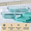 Pyrex Pyrex® Sculpted Tinted Glass 8" Square Baking Dish with Lid, Aqua