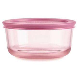 Pyrex Pyrex® Simply Store® Tinted Glass 4-cup Round Storage Container with Lid, Pink