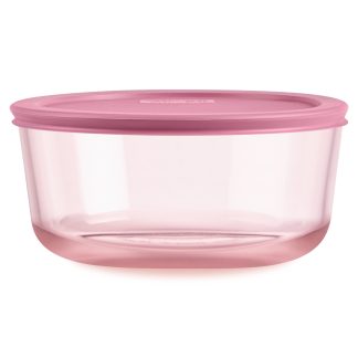 Pyrex Pyrex® Simply Store® Tinted Glass 7-cup Round Storage Container with Lid, Pink