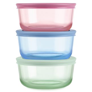 Pyrex Pyrex® Simply Store® Tinted Glass 2-cup Round Storage Containers, 6-pc Set, Mixed Colors