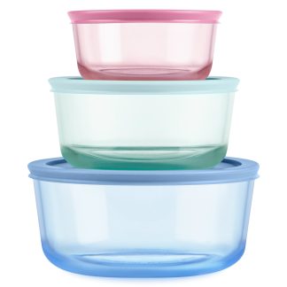 Pyrex Pyrex® Simply Store® Tinted Glass Round Storage Containers, 6-pc Set, Mixed Colors