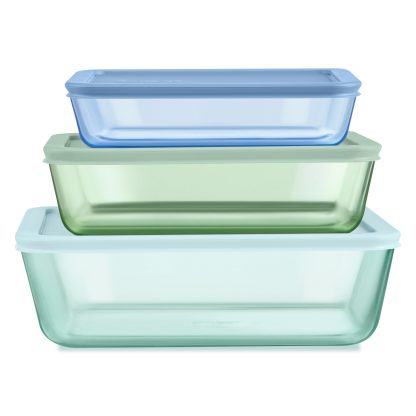 Pyrex Pyrex® Simply Store® Tinted Glass Rectangle Storage Containers, 6-pc Set, Mixed Colors