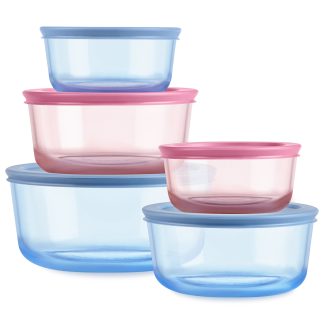 Pyrex Pyrex® Simply Store® Tinted Glass Round Storage Containers, 10-pc Set, Mixed Colors