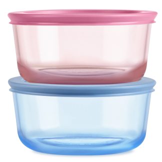 Pyrex Pyrex® Simply Store® Tinted Glass 4-cup Round Storage Containers, 4-pc Set, Mixed Colors