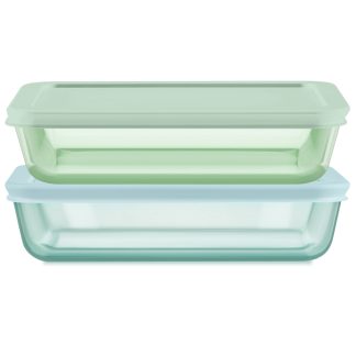 Pyrex Pyrex® Simply Store® Tinted Glass 3-cup Rectangle Storage Containers, 4-pc Set, Mixed Colors
