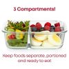 Pyrex Pyrex® MealBox™ 4-cup Divided Glass Food Storage Container with Green Lid
