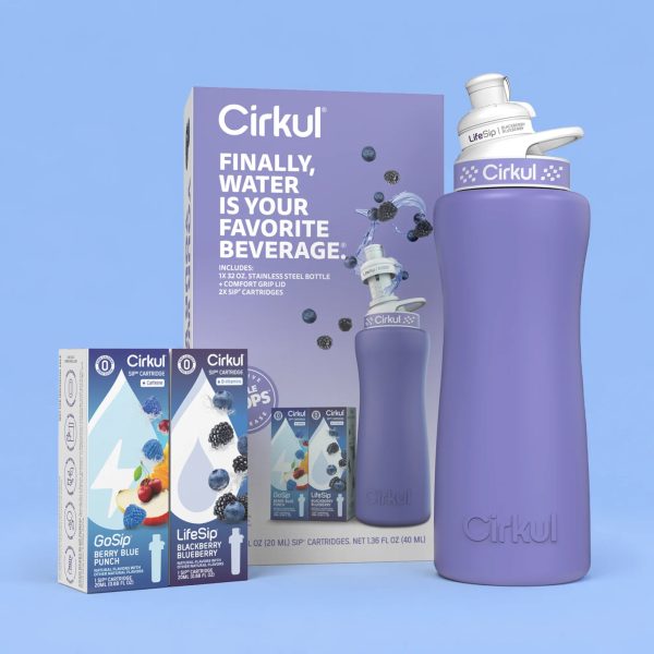 Cirkul 32oz. Matte Periwinkle Stainless Steel Bottle Starter Kit