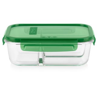 Pyrex Pyrex® MealBox™ 5.5-cup Divided Glass Food Storage Container with Green Lid