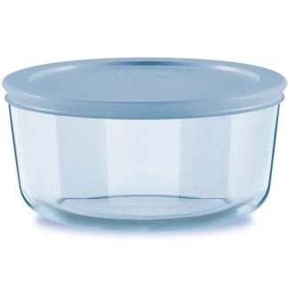 Pyrex Pyrex® Simply Store® Tinted 4-cup Round Storage with Blue Plastic Lid