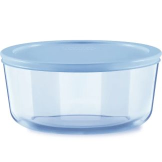 Pyrex Pyrex® Simply Store® Tinted 7-cup Round Storage with Blue Plastic Lid