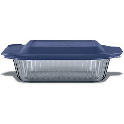 Pyrex Pyrex® Colors Sculpted Tinted 8" Square Baking Dish with Plastic Lid, Smoke