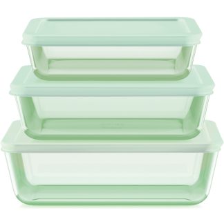 Pyrex Pyrex® Simply Store® Tinted 6-piece Rectangle Storage Set with Plastic Lids, Green