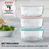 Pyrex Pyrex® Simply Store® 6-piece 4-cup Round Glass Storage Set with Assorted Color Lids