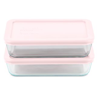 Pyrex Pyrex® Simply Store® 4-piece 3-cup Rectangle Glass Storage Set with Pink Lids