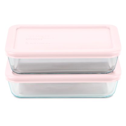 Pyrex Pyrex® Simply Store® 4-piece 3-cup Rectangle Glass Storage Set with Pink Lids