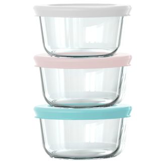 Pyrex Pyrex® Simply Store® 6-piece 1-cup Round Glass Storage Set with Assorted Color Lids