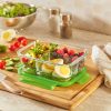 Pyrex Pyrex® MealBox™ 4-cup Divided Glass Food Storage Container with Green Lid