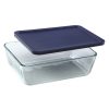 Pyrex Pyrex® Simply Store® 11-cup Rectangular Glass Food Storage Container with Blue Lid